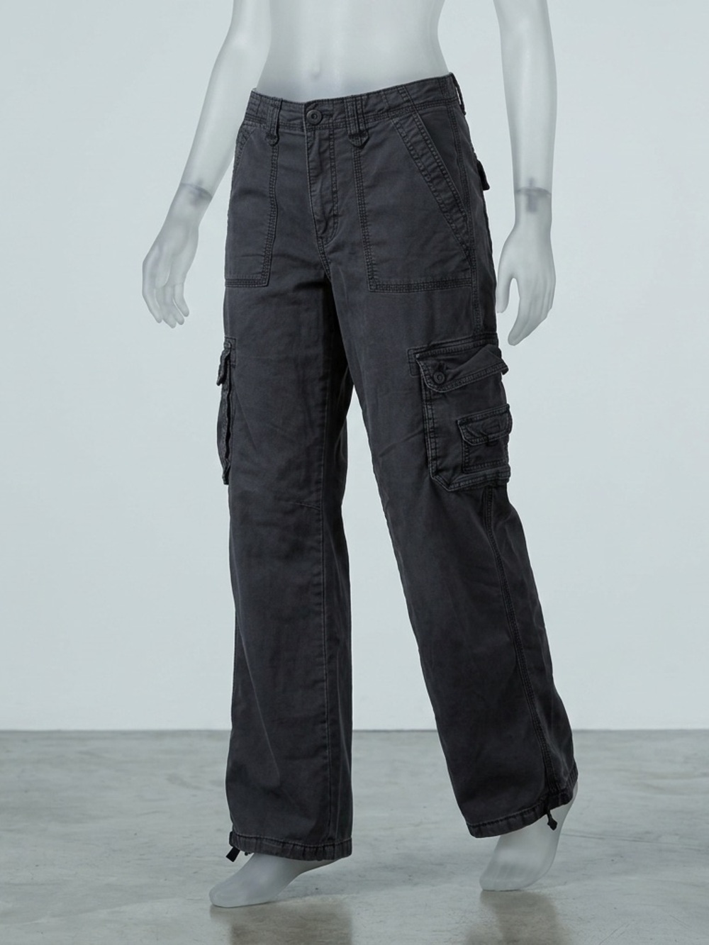 Y2K American Eagle Cargo Pants Women 4 High Rise Baggy Wide Leg Faded Streetwear